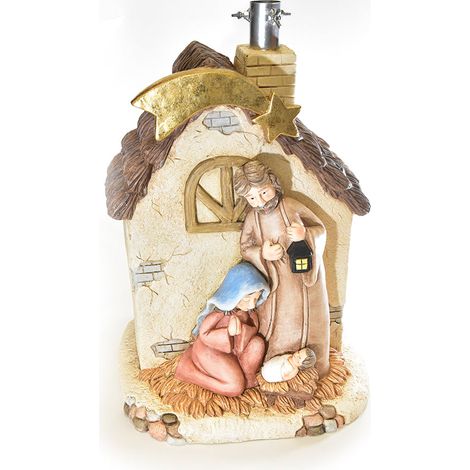 Base per albero di Natale a forma di presepe con casetta, decorazione per interno -30,5 x 36,5 x h 46 cm