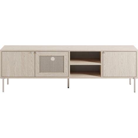 VIRA - Meuble TV 164cm en mélamine Beige (1/5)