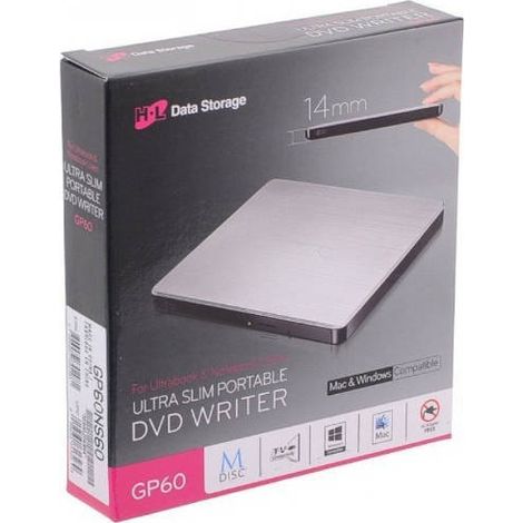 H.L. Data Storage Ultra Slim Tragbarer DVD-Brenner Silber (1/3)