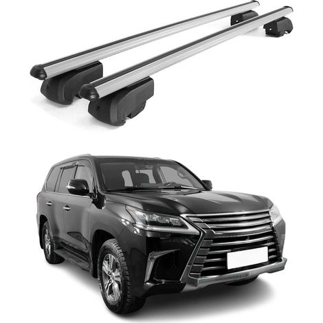 OMAC Aluminium Dachträger Querträger für Lexus LX III 2015-2021 FL – City Crash – ISO/PAS 11154:2006 – Abschließbar – Max. 75 kg – 2 Stangen Silber (1/5)