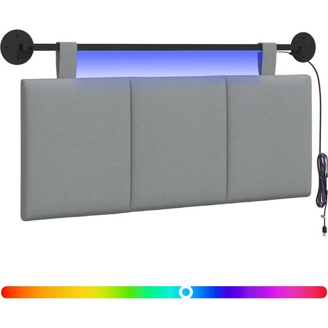 Maison Exclusive - Testiera sospesa Con luce LED Grigio Chiaro Tessuto (1/5)