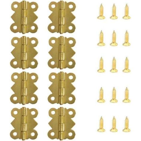 Charnière pour meuble, XU,50 Pièces Charnières Mini Papillon Charnières Laiton Rétro avec 200 pièces Vis de remplacement (20x 17mm) - (1/4)