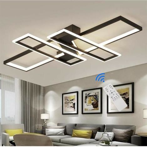 GOECO Plafoniera led Dimmerabile Moderno Rettangolo Lampada a Soffitto Dimmerabile 3000K-6000K Per soggiorno, camera da letto, sala da pranzo, ufficio Nero (1/5)