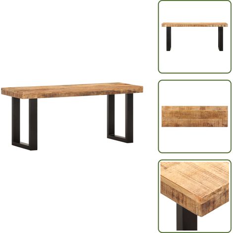 Banc 110 cm Bois de manguier brut massif et acier - Banc Industriel - Banc Design - Banc Bois Massif - Banc Manguier - Banc Salle D'entrée (1/5)