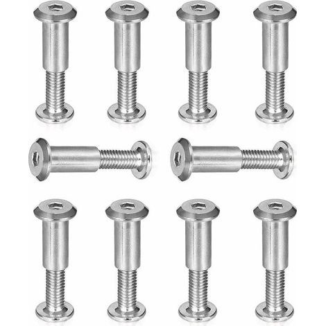 Vis de connexion M6 x 25 mm – Acier inoxydable – Lot de 10 vis hexagonales – Pour assemblage de meubles en bois - Starlight10pcs