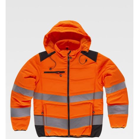 Cazadora acolchada combinada con alta visibilidad y cintas reflectantes C2951 M Gris+Naranja A.V. (1/2)