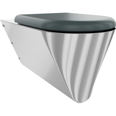 KWC AR T-WC, CAMPUS, Edelstahl, wandhängend,  360x407x700 mm, Sitz grau, barrierefrei