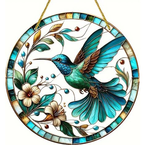 【YK6006 Escarabajo Azul aprox. 20 x 20 cm (impreso por ambos lados)】Colgantes acrílicos coloridos de estilo bohemio para uso interior y exterior. (1/5)