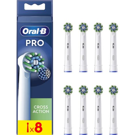 Oral-B Têtes de brosse à dents remplaçables EB50RX-8 Cross Action Pro Têtes Pour adultes 8 têtes incluses Blanc