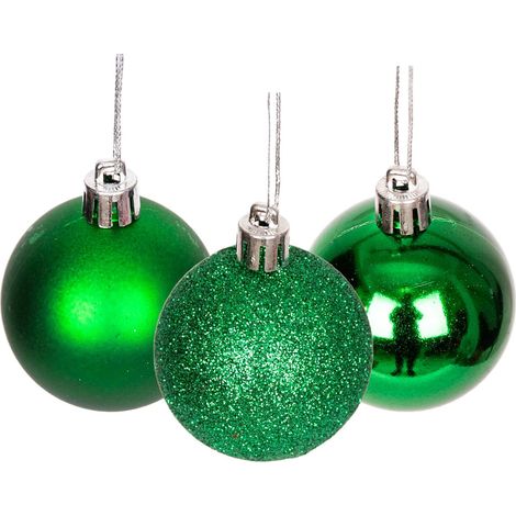 BAUBLES DARK GREEN 5CM-18PCS SET -PVC
