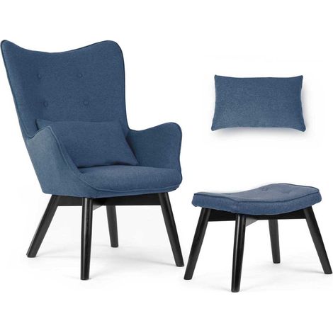 Poltrona con schienale alto Sofotel Norse e poggiapiedi, blu (1/5)