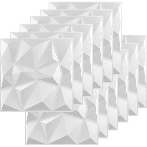 Lot de 12 panneaux muraux 3D - Plaque en PVC - Panneaux muraux 3D - Revêtement de façade - Panneaux de plafond - Panneaux muraux de jeu - Papier peint pour salon, chambre à coucher (1/5)