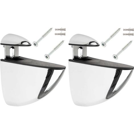 Cyclingcolors – Lot de 2 supports étagère murale réglables 70mm – Métal argent chromé brillant – Capacité 30kg – Vis et chevilles incluses