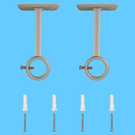 2 curtain rod brackets, curtain rod fixing, wall and ceiling curtain rod support, silver (1/5)