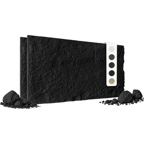 HEXIM 3D Steinoptik PU Wandpaneele 120x60cm Stone Wandverkleidung Bruchstein Felsen Platten Stein: A002-06 Dark Black, 2 Paneele
