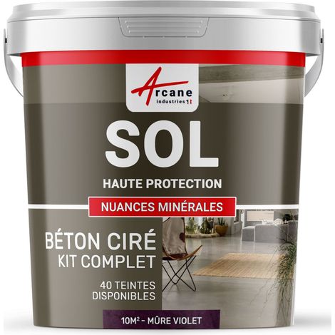 Béton ciré sol en kit, primaire et vernis de finition inclus - 10 m² (en 2 couches) Mure Violet - ARCANE INDUSTRIES