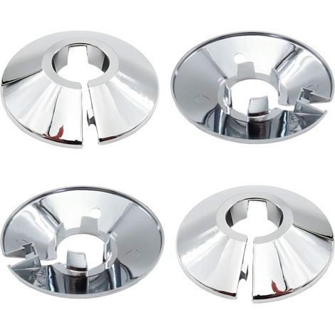 Lot de 4 Colliers de Tuyau Chromés 15mm - Cache-Tuyaux pour Douche, Radiateur et Robinetterie - Clips de Fixation Esthétiques Largeur 5,5cm (1/5)