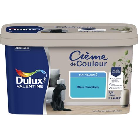 [PROMO] Peinture Crème De Couleur Mat Bleu Caraïbes 2,5 L - Dulux Valentine