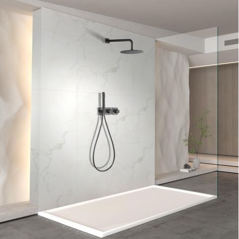 Imex -  Columna Ducha Empotrada Termostatica Negra Serie Breda