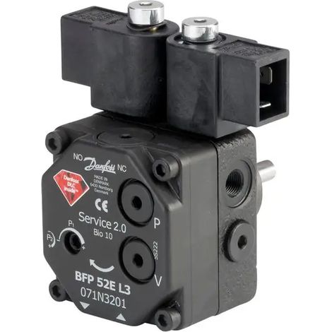 Danfoss Bomba de quemador de aceite BFP 52 Entrada en esquina L3 LES 2 válvulas, 24 l/h, Drehr, li,, Anschl,li, 071N3214