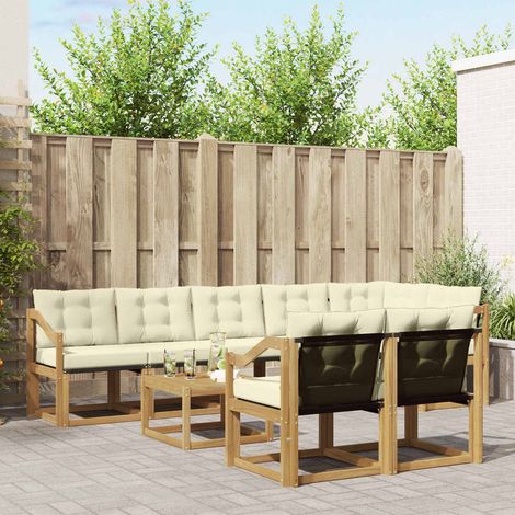 vidaXL Outdoor-Sofagarnitur mit Kissen 9 pcs Weiß und Creme (1/5)