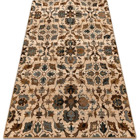 Wollteppich OMEGA AMALFI Blumen Sepia beige 200x300 cm