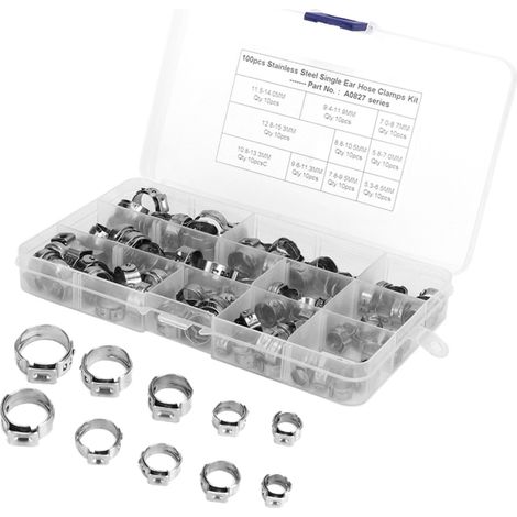 Set mit 100 Edelstahl-Crimpklemmen, stufenloses Sortiment