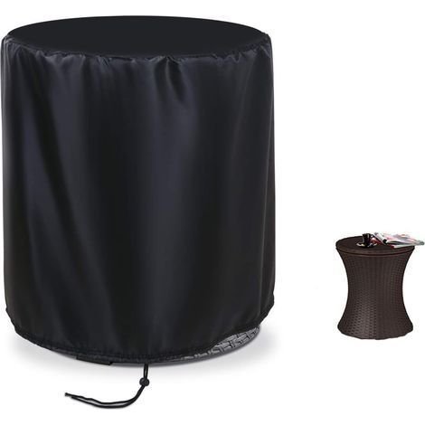 Wasserdichte Abdeckung für kleinen runden Tisch, Terrassentisch - Wasserdichte Abdeckung für Eisbehälter - Schwarz (52 x 58 cm) (1/5)