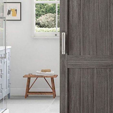 Grange Porte Poignée, Coulissant Grange Poignée Porte Parfait pour Portail Armoire Placard Tiroir Abri Garage Inclus 2 Vis - Noir, (1/4)