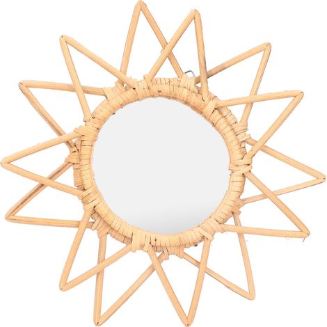 Miroir de Salle de Bain Rétro en Rotin, Décor mural Innovant pour Dressing et Maquillage (1/5)
