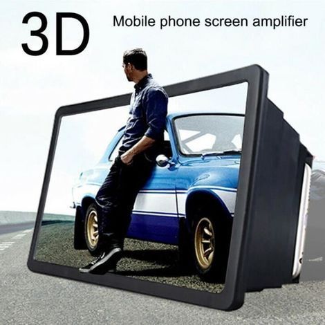 Lente d'ingrandimento 3D portatile, amplificatore per immagini ingrandite, amplificatore per film HD, supporto da tavolo per telefoni - NERO (1/4)