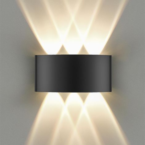 LED Wandleuchte IP65 für Innen und Außen, 6W Wandlampe Up und Down mit 6 Lichtquellen, 3000K Warmweiß Außenwandleuchte, Aluminium LED Lampe für Wohnzimmer Schlafzimmer Treppenhaus Flur Balkon (1/5)
