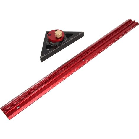 Lochlineal für Holzbearbeitung, Aluminiumlegierung, Positioniermarkierung, 360° drehbares Linienlineal, 300 mm (1/5)