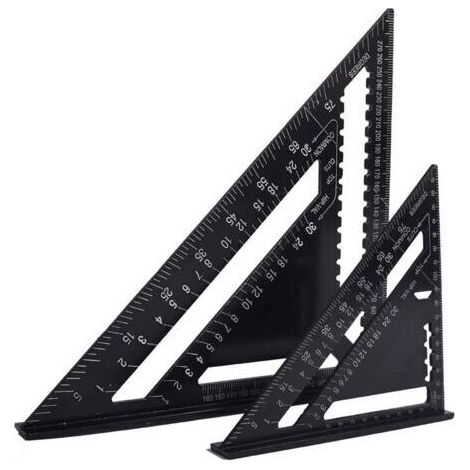 Equerre Menuisier Multifunctions 18cm et 30cm, Metal Aluminium Triangle Règle Équerre Trusquin Guide Raporteur Angle 45 90 Degres Outillage Charpentier Outil Traçage Guidage Menuiserie Bois (1/5)
