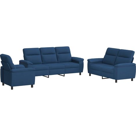 Sofa-Set 3 pcs Blau Stoff vidaXL