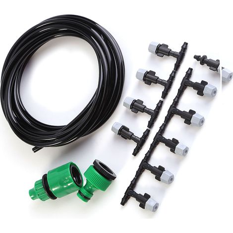 Système de brumisation d'eau pour jardin et terrasse, tuyau d'arrosage avec buse, kit de micro-irrigation de 15 m (1/5)