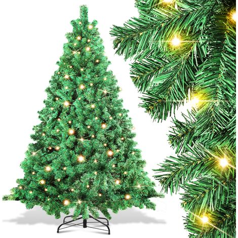 Randaco Aghi di abete per albero di Natale con supporto 150cm Floccatura per esterni con LED bianco caldo (1/5)
