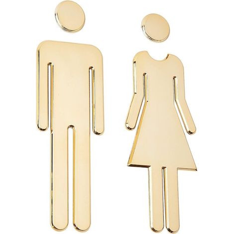 Panneau de porte de toilettes autocollant (doré) pour dames et messieurs, panneaux de porte de salle de bain pour maison, hôtel, bureau, magasin, parking, restaurant (1/5)