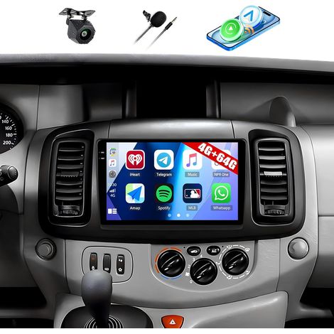 Autoradio pour Trafic 2001-2010/Vivaro 2006-2010/Primastar 2006-2014, écran Tactile 10 Pouces avec Carplay Android Auto WiFi GPS FM/RDS BT SWC Caméra (1/5)