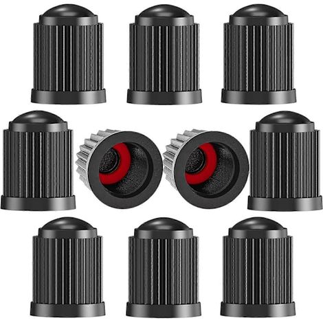 10pcs Tire Valve Caps, with O-ring, Universal Dust Covers for SUV, Cars, Bikes, Motorcycles, Airtight Seal, (10-pack Black)
