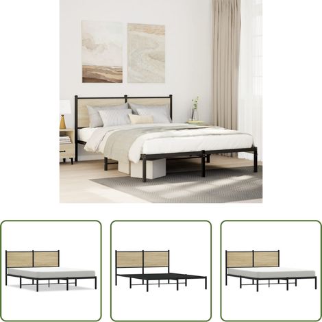 Metallbettgestell - Metallbett ohne Matratze Sonoma-Eiche 140x200 cm (1/5)