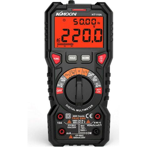 Multimètre Automatique Numérique, TRMS 6000 Comptes (Guide de Bornes LED), Ampèremètre, Testeur Electrique Professionnel, Température Capacimètre Tension/Courant CA/CC Résistance/Fréquence,de (1/4)