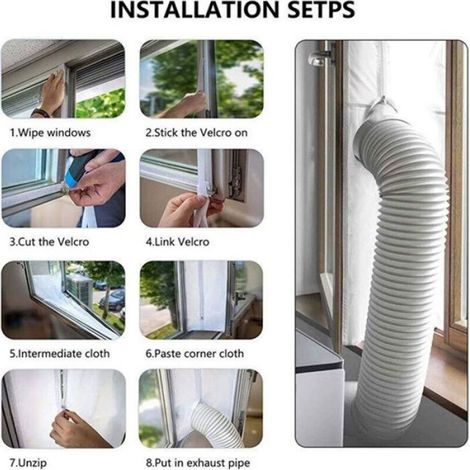 Kit de calfeutrage 400 cm pour porte et fenêtre, adapté climatiseur mobile, sèche-linge et déshumidificateur, facile à (1/5)
