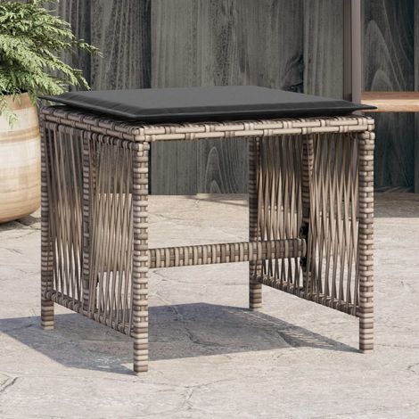 vidaXL Gartenhocker mit Kissen 4 Stk. Grau 41x41x36 cm Poly Rattan (1/5)