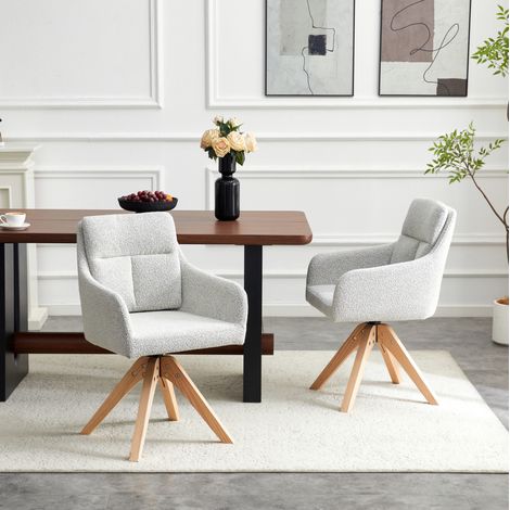 Sillas comedor giratorias 360° tapizadas set de 2 OKMYHOME (1/5)