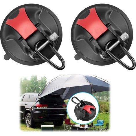 Lot de 2 crochets à ventouse pour camping, ventouses puissantes avec crochet, capacité de charge de 30 kg, ventouse pour équipement, maison (1/5)