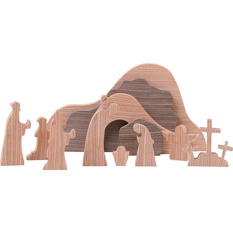 Klassische Osterdekoration aus Holz, bestehend aus 12 Kreuzen, für Wohnzimmer, Schlafzimmer oder Büro. (1/2)