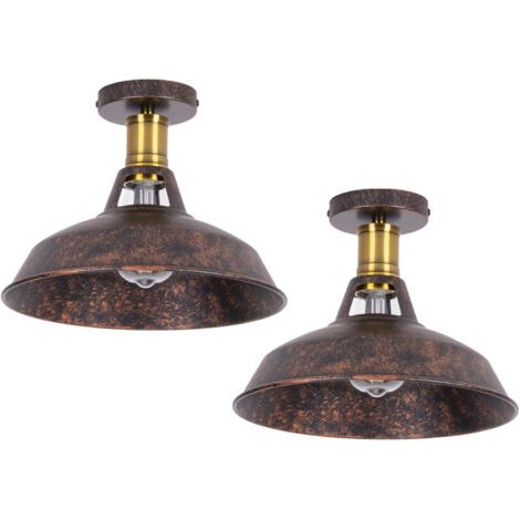 royaluxe- (2X) Lampe De Plafond Rétro Plafonnier En Fer Métallique Luminaire Plafonnier D'Intérieur Vintage E27 Pour Chambre À Coucher, Restaurant (1/5)