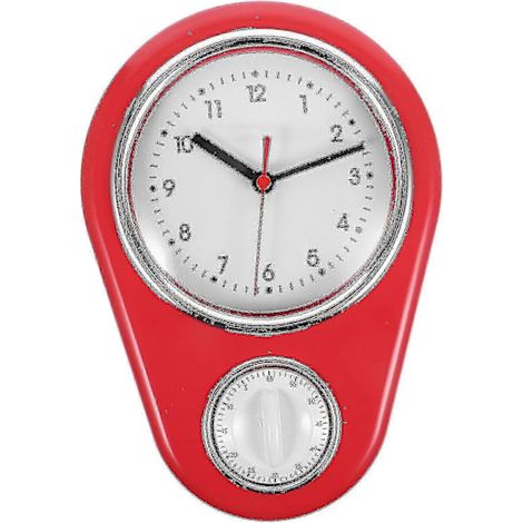 Horloge murale de cuisine, minuteur, style moderne, sans pile, pour (bleu) [] Rouge 31,6 x 21-AquaForge (1/2)