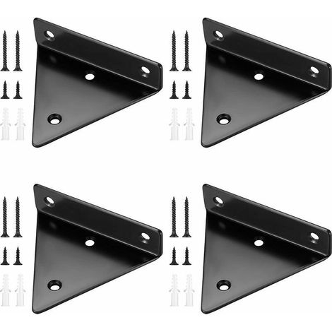 4 Pièces Supports d'étagère Flottants, Supports à Tablettes Muraux Triangulaires Invisibles, Equerre Etagere Murale Métal pour étagère (1/5)
